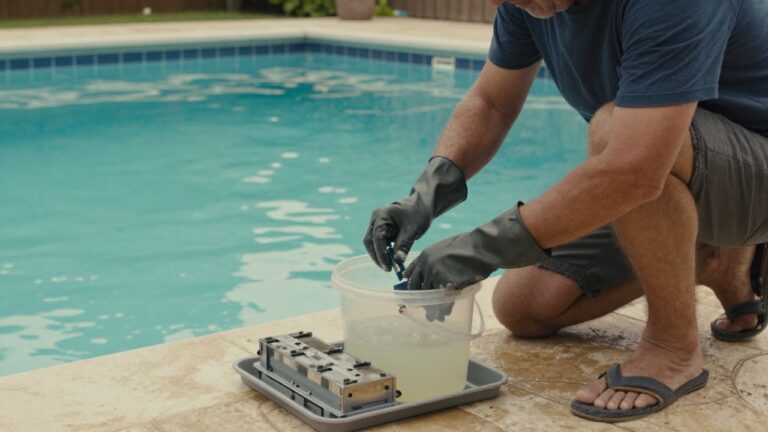 Eau trouble dans piscine au sel montrant une eau trouble et troubleté